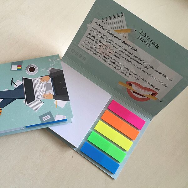 Ein kleiner Block mit Post-its, welches die DASA als Giveaway für Besucher konzipiert hat.